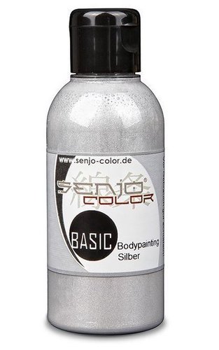 Basic Bodypainting Farbe 75ml für Airbrush & Pinsel Senjo-Color SILBER METALLIC
