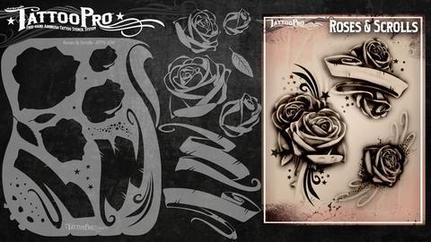 Tattoo Pro Stencils Roses and Scrolls