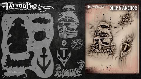 Tattoo Pro Stencils Ship & Anchor