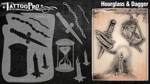 Tattoo Pro Stencils Hourglass & Dagger / Sanduhr & Dolch