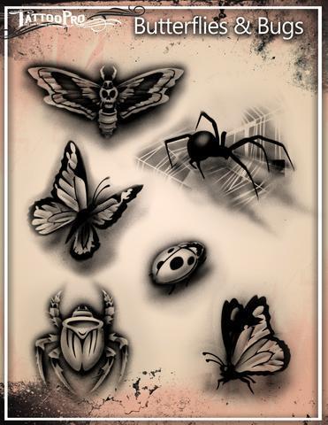 Tattoo Pro Stencils Butterflys & Bugs / Schmetterlinge & Käfer