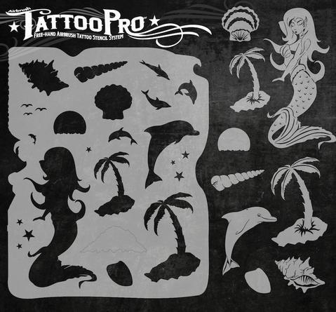 Tattoo Pro Stencils Mermaid / Meerjungfrau