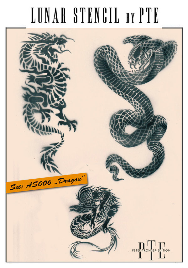 LunarStencil by PTE "Dragon" mit Gratis Freehand Stencil