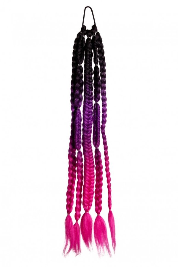 Bubble-Haarverlängerungen black/purple/pink